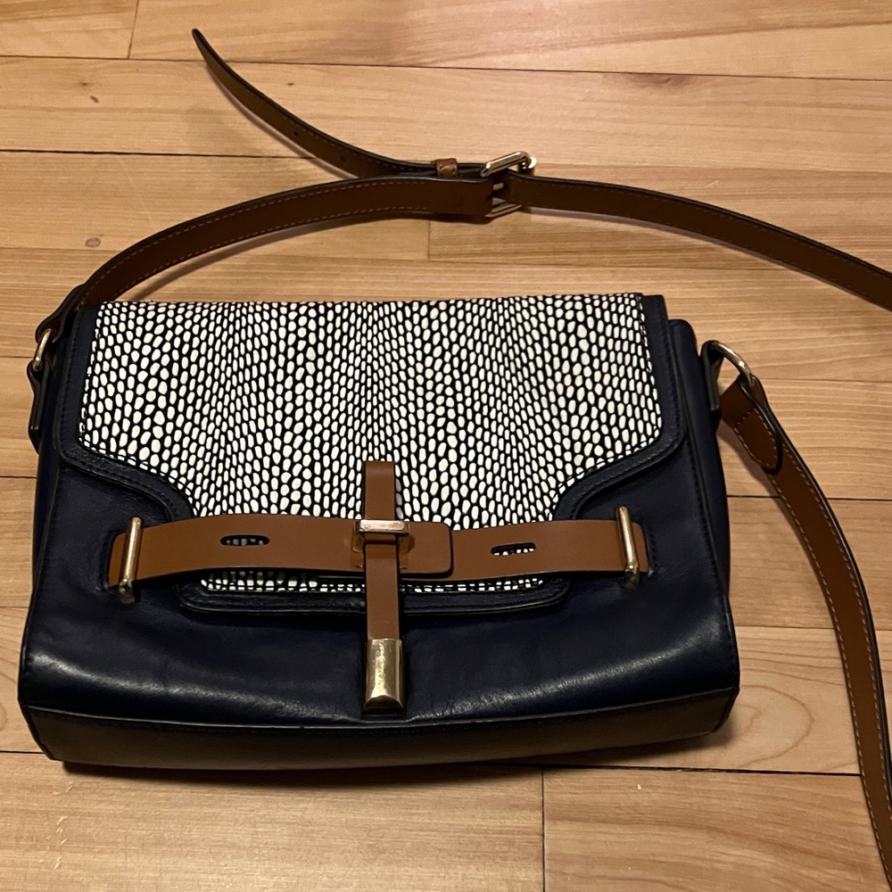Vince Camuto Black, White & Tan Shoulder Bag